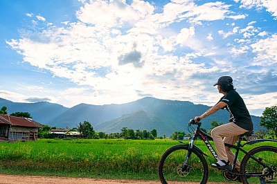 Cycling around Champasak village